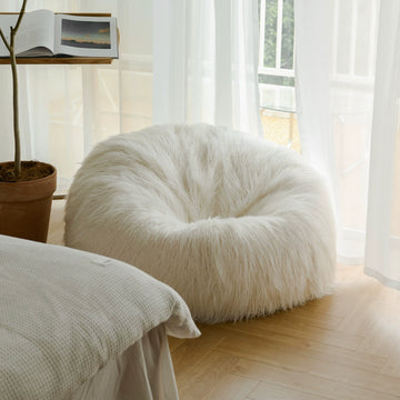 MRLAZY beach wool bean bag lazy sofa comfortable plush small sofa bedroom recliner lamb wool lazy chair