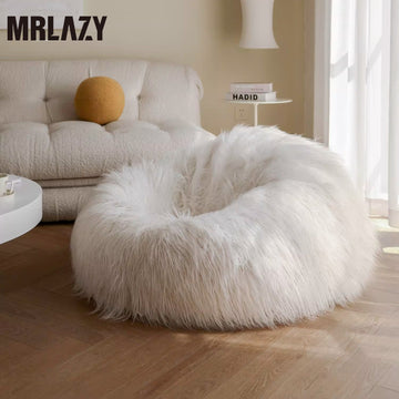 MRLAZY beach wool bean bag wrap lazy sofa comfortable plush small sofa bedroom lounge chair lamb wool lazy chair