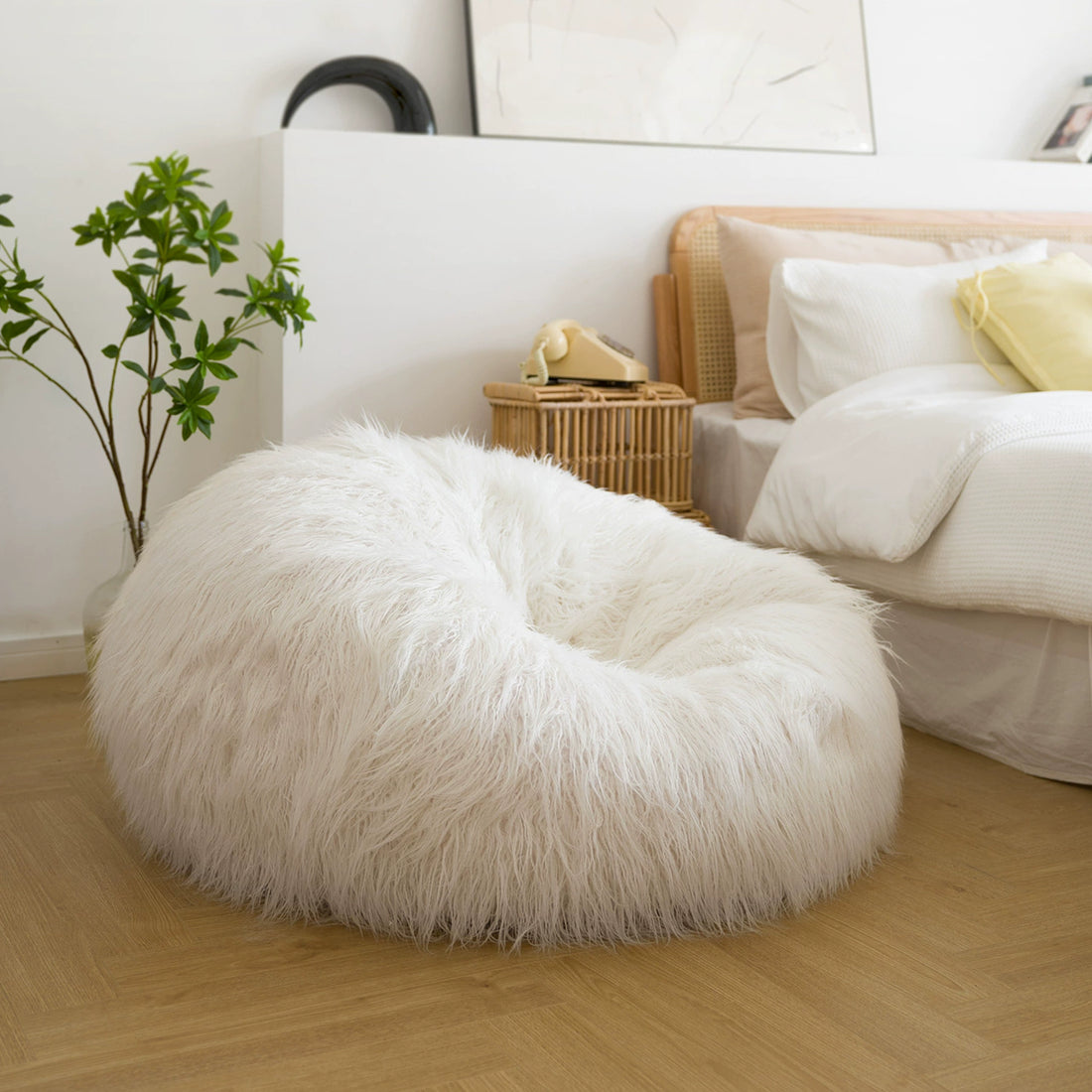 MRLAZY beach wool bean bag lazy sofa comfortable plush small sofa bedroom recliner lamb wool lazy chair
